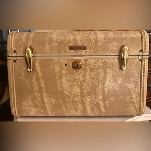 Vintage Samsonite marble Train Case with Gold Hardware